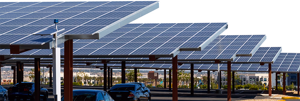 Ombrières photovoltaïques couvrant un parking
